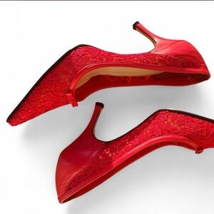 Banana Republic Red Lace Pointed-Toe Heels